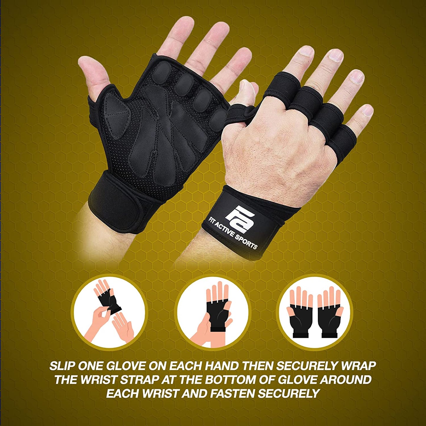 New Ventilated Weight Lifting Workout Gloves with Built-In Wrist Wraps for Men and Women - Great for Gym Fitness, Cross Training, Hand Support & Weightlifting.